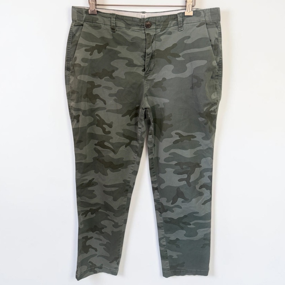 Gap Girlfriend Chinos Womens 12 Olive Camo Green Camouflage Stretch Pants 282271